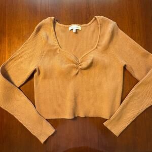 Hazel Moon Tan Cropped Sweater Size Large